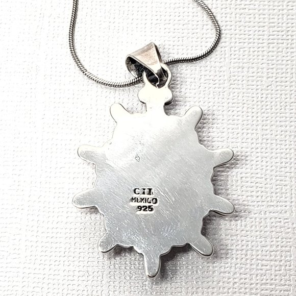 CII Mexico Silver 925 Carnelian Brown Natural Gemstone Large Sunburst Pendant - Picture 2 of 9